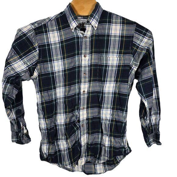 Brooks Brothers Sport Shirt Button Down Medium Long Sleeve Green White Plaid - Picture 2 of 8
